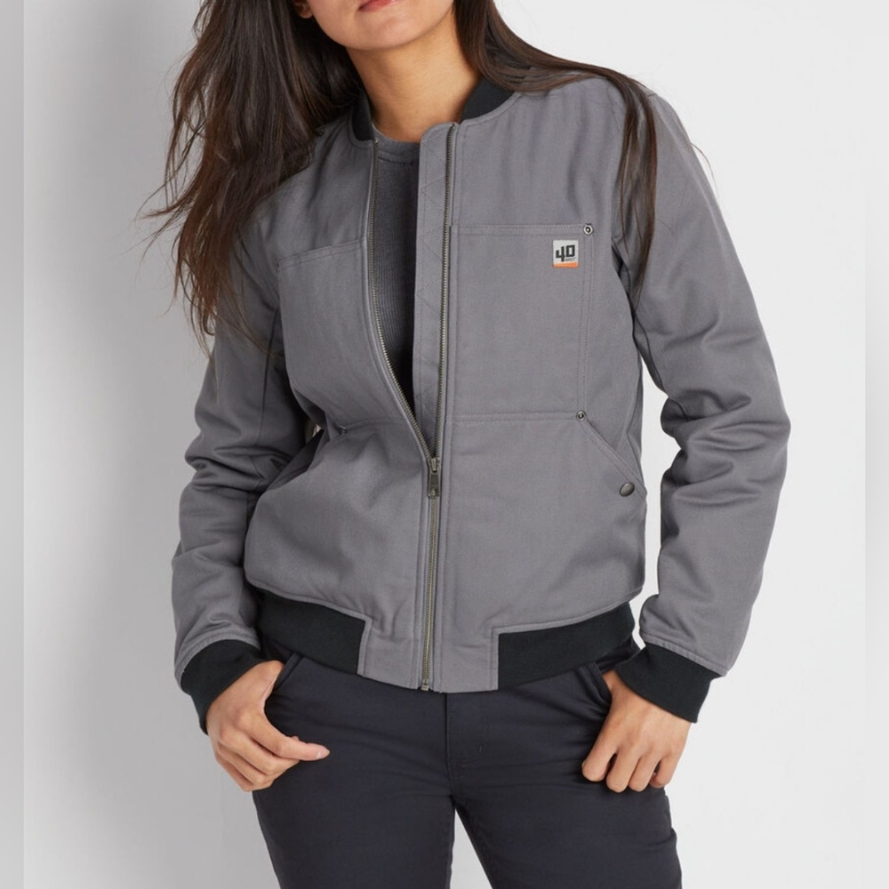 NWT 40 Grit Duluth Trading Womens / Unisex Bomber Gray/Black LARGE